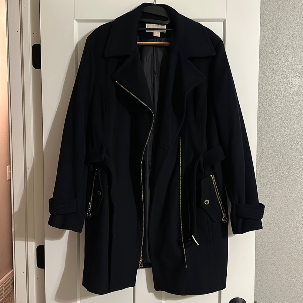 Navy Michael Kors Wool Coat